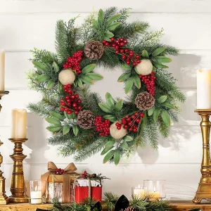 Artificial Christmas Garland and Wreath Hanging Decoration