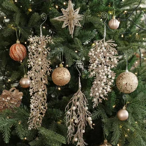 Artificial Cypress Leaves Christmas Tree Ornaments Seasonal Hanging Decor for New Year Festival Indoor Outdoor Home Decoration