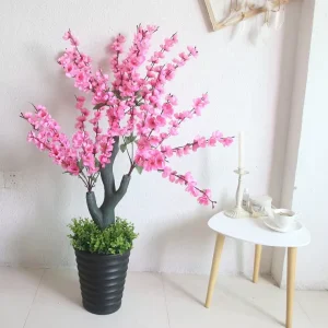 Artificial Decorative Plants Realistic Peach Blossom Tree Plastic Silk Flower for Photography Thanksgiving Home Decor