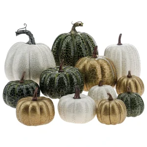 Artificial Durable Handmade Plastic Realistic Pumpkins for Halloween Thanksgiving Fall Harvest Mantel Living Room Decoration