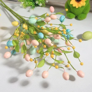 Artificial Easter Flower Easter Colorful Egg Berries Decorations for Home Party Vase Flower Arrangement Centerpiece Decor