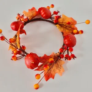 Artificial Floral Accessories Christmas Thanksgiving Pumpkin Maple Leaf Fruits Decorated Ring Halloween Decoration