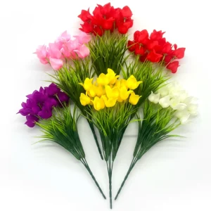 Artificial Flower Bouquet 5 Heads Water Grass Bougainvillea Simulated Wheat Grass for Outdoor Decoration