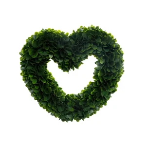 Artificial Green Heart Shaped Wreath Fake Plant Decor for Home Wedding Garden Valentine Christmas Decoration Ornament