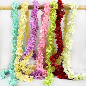 Artificial Hydrangea Flowers Vines Garland Hanging Plant Stem Eco Friendly High Quality 200cm Wedding Indoor Outdoor Decoration