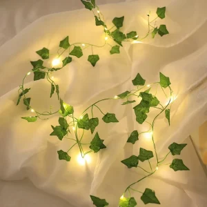 Artificial Ivy Vine Fairy Lights 10m 100 LED IP44 Rated Warm White Battery Operated with Remote for Indoor Outdoor Use