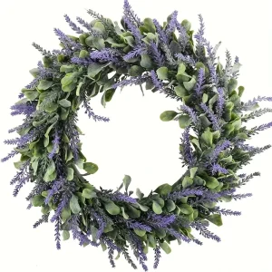 Artificial Lavender Evergreen Wreath Handcrafted Eco Friendly Wedding Graduation Front Door Decor Customized Size Indoor/Outdoor
