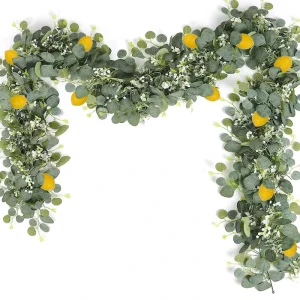 Artificial Lemon Garland 6ft Summer Faux Fruit Garlands Faux Lemon Eucalyptus Leaves Dining Table Centerpieces