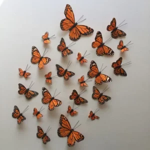 Artificial Monarch Feather Butterflies for Wedding and Headband Decorations 24pcs a Pack