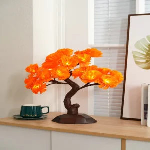 Artificial Orange Chrysanthemum Tree Lamp Battery USB Powered Touch Switch Warm LED Lights Indoor Decorative Lights