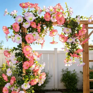 Artificial Plastic Eucalyptus Morning Glory Vine Garland Lifelike for Home Decor Holiday Wedding Wall Hanging