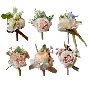 Artificial Silk Corsage Full Set for Business Meetings Valentine’s Day Mother’s Day Father’s Day Real Touch Long Lasting