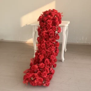 Artificial Silk Flower Runner Eco-Friendly Reusable Handmade Mixed Roses Hydrangea Romantic Style Wedding Decor