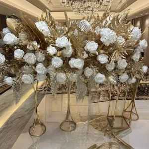 Artificial Silk Graduation Floral Gold Leaves Handmade Indoor/Outdoor Custom Flower Runner Centerpiece