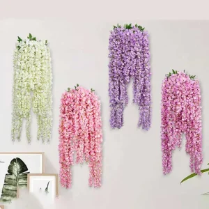 Artificial Silk Wisteria Flower Ceiling Hanging Wedding Christmas Indoor Decoration Vine Plants Corridor Scene Layout