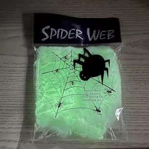Artificial Spider Web with Artificial Spider Decoration Halloween Glow in the Dark Effect