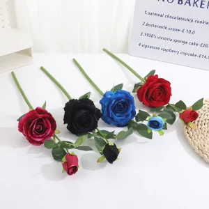 Artificial Velvet Rose Flowers Wedding Decoration Valentine’s Day 2 Head Rose Flowers Artificial Flowers Floral Decor