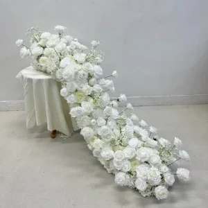 Artificial White Rose Wedding Ceremony Backdrop Cascading Design Romantic Aisle Decoration for Bridal Events