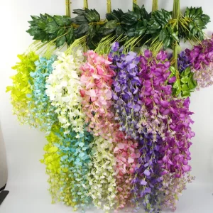 Artificial Wisteria Flowers Green Plants Waterproof Silk Plastic Living Room Ceiling Hanging for Wedding Graduation Easter
