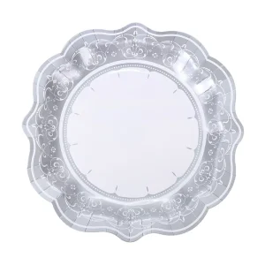 Artisanal Lace Cut White Paper Plates Premium Scalloped Decorative Tableware for Christmas Easter Dinner Party Service Charge
