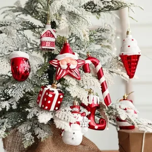 Assorted Christmas Tree Ornaments with Hanging Loop for Wreath and Tree