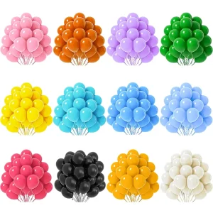 Assorted Rainbow Silica Gel Round Balloons 100 Pack 12 Inch Helium Bright Colors Birthday Baby Shower Wedding Party Decorations