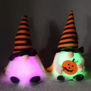 Attiigny Halloween Party Decorations Indoor Home Tabletop Ornament Led Colorful Halloween Lighting Gnomes