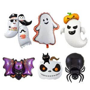 Auto Inflate Eco Friendly Recyclable Durable Halloween Special Aluminum Film Balloons Ghost Black Cat Wizard Balloon Party