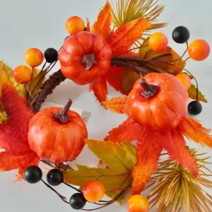 Autumn Harvest Festival Outdoor Door Window Decorations Thanks Giving Wreath Christmas Rattan Ring Featuring Maple Leaf Pumpkin
