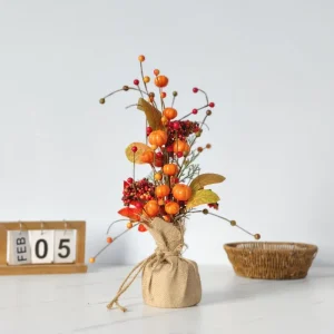 Autumn Color Series Pumpkin Berry Eucalyptus Sunflower Pine Needles Maple Leaves Small Tree Home Decor Holiday Decorations