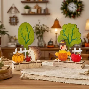 Autumn Harvest Festival Decorations Thanksgiving Scarecrow Turkey Pumpkin Cartoon Design Indoor Ornaments