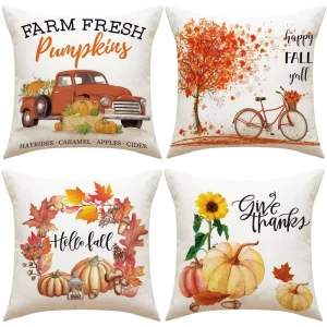 Autumn Harvest Indoor Home Decoration Sofa Pillows Fall Orange Throw Pillow Covers