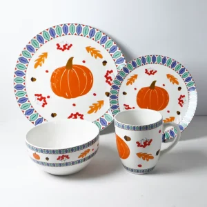 Autumn Style Ceramic Dinnerware Set Pumpkin Design Porcelain Dinner Set Tableware Customized Festival Gift