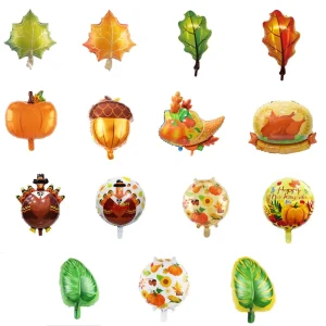 Autumn Theme Thanksgiving Party Decoration Balloon Maple Pine Pumpkin Leaf Balloons for Mother’s Day & Graduation