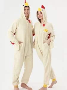 Autumn Winter Polar Fleece Festival Cartoon Animal Onesie Outdoor Home Wear Unisex Polyester Thick Warm Long Sleeves