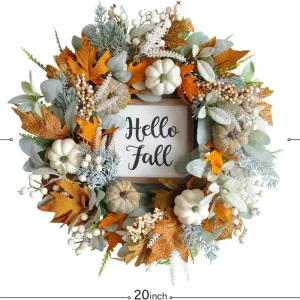 Autumn Winter Wall Wreath Decorations for Thanksgiving Christmas Halloween Pumpkin Garland Pendant Maple Leaf Independent Day