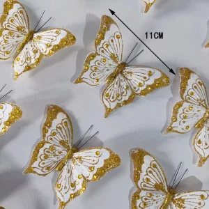 BF18006 Glitter Feather Artificial Butterflies for Wedding Decorations Christmas Decorations Flower Arrangement