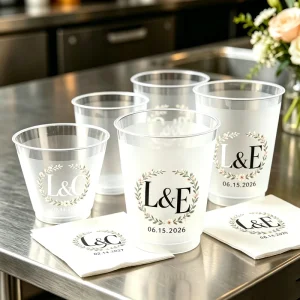 BPA Free Reusable Plastic Wedding Drinking Cup Frosted Flex Stadium Design 9oz 10oz 12oz 14oz 16oz 20oz 22oz Sizes for Parties