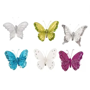 BSCI Factory Direct 6 Colors Sublimation Butterfly Feather with Clip 12CM New Year Valentine’s Day Easter Home Decor
