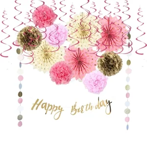 Baby Girl Party Decoration Pink Birthday Party Supplies Set