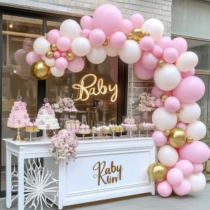 Baby Pink Latex Balloon Garland Arch Kit for Girl’s Birthday Wedding Party Decorations