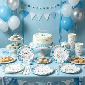 Baby Shower Party Paper Round Plates It’s a Boy Party Tableware Set Kids Festival Decoration