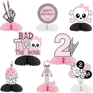 Bad 2 the Bone Party Decorations Girl 8PCS Rock Theme Honeycomb Centerpieces Table Decoration for Girl Rock Music Birthday Party