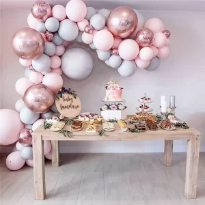 Balloon Arch Garland Kit Party Supplies White Grey Pink for Birthday Wedding Christmas Macaron Balloons Decoration