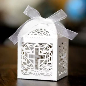 Baptism Favor Boxes Laser Cut Cross Favor Boxes with Ribbons Baby Shower Christening Wedding First Communion Party Decorations