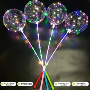 Battery Handle Coloful Flashing LED 20Inch Sticks Cups Balloon for Wedding Birthday Party