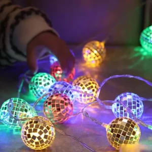 Battery Operated 5cm Disco Ball String Lights 1.5M/6M Lengths Graduation Father’s Day Bedroom Wedding Party Christmas Decor