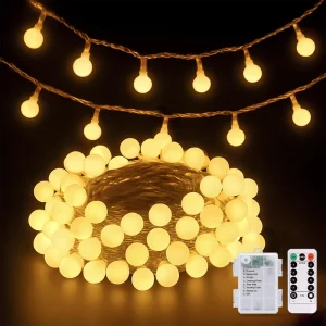 Battery Operated Globe String Lights 8 Function With Remote Control For Indoor & Outdoor Decorative For Christmas Party Garden