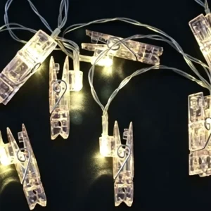 Battery Power LED Picture Clip String Lights Warm White Clamp Lights for Wall Decor Bedroom Wedding Party