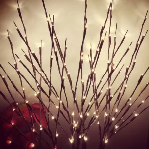Battery Powered 20 LEDs Warm White Plastic Willow Tree Branch Lamp 74cm IP20 Rated CE Certified Christmas Decoration Light